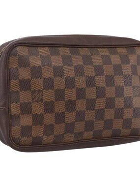LOUIS VUITTON Damier Ebene Trousse Toilette Clutch Bag N47623 LV Auth bs33621